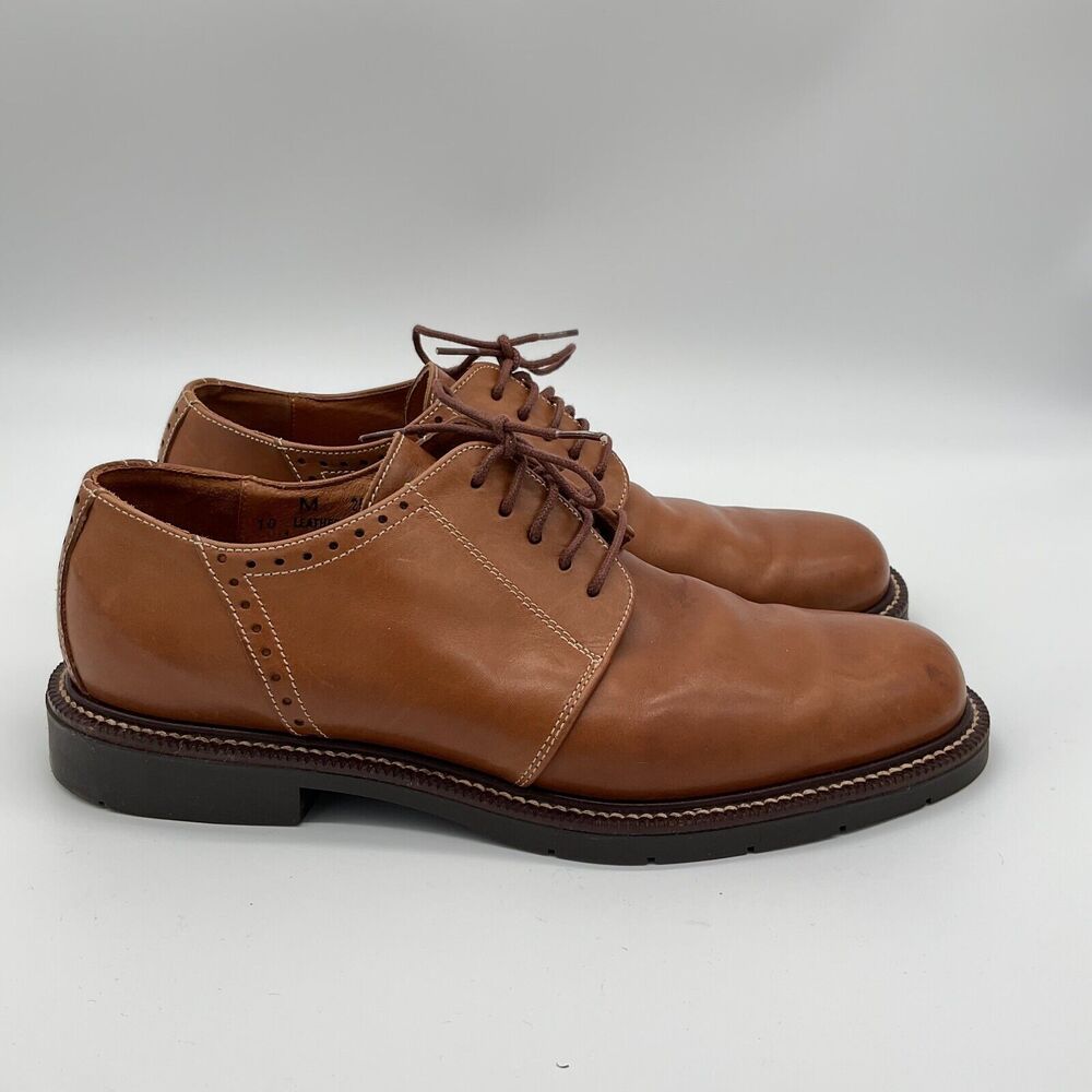Johnson & Murphy Passport Dress Shoes Oxfords‎ Brown Leather Italy Made Size 10